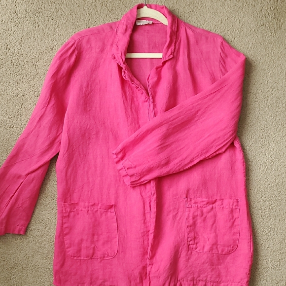 Sunny Studio Paris Women's Elegant Fuchsia Women's Blazer 100% Linen Size S/M - Picture 8 of 13